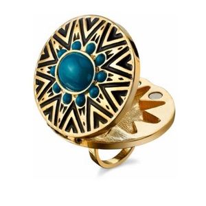 🖤BLACK FRIDAY SALE🖤 HOUSE of HARLOW gold blue locket statement ring 5 6